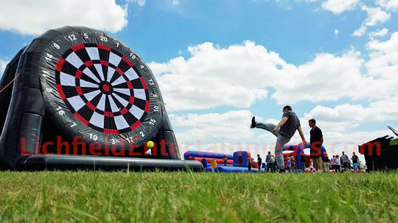 Giant Football dartboard game for hire from Lichfield Entertainments UK