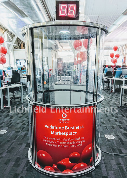 Ball-Nado Cash Cube Exhibition Stand Game Hire.