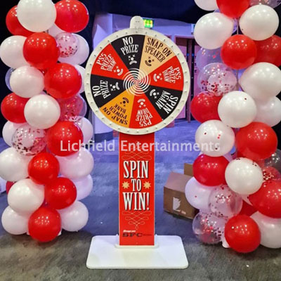 Custom branded Prize Wheel game hire for exhibition stands
