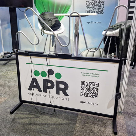 Programmable gloss white giant buzz wire game for exhibition stand hire at Telford International Centre