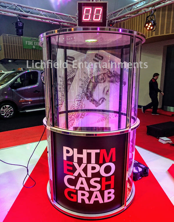 Cash Grabber Cash Cube game for hire for promotional events and exhibitions