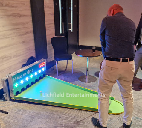 Our Fast Putt Gof putting game on hire at The Belfry from local supplier Lichfield Entertainments