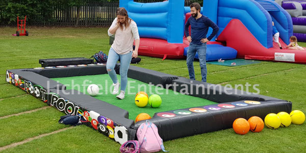 Footpool game for hire nationwide. A cross between football and pool