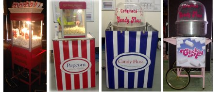 Popcorn and Candyfloss machines and carts for hire