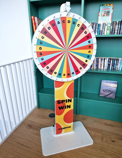 Spinning Prize Wheel game hire for exhibition stands